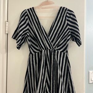 Black and White Striped Short Romper